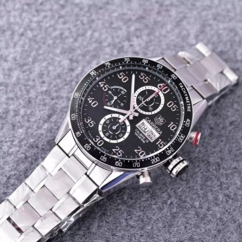 Replik-Uhr Tag Heuer Carrera Kaliber 16 CV2A10 Edelstahl mit schwarzem Zifferblatt Kaliber 16 