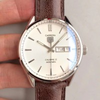 Replik-Uhr Tag Heuer Carrera Kaliber 5 Tag-Datum 41MM WAR201B.FC6291 Weißes Edelstahl-Zifferblatt Kaliber 5 