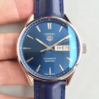 Replikat-Tag Heuer Carrera Kaliber 5 Tag-Datum 41MM WAR201E.FC6292 Blaues Edelstahl-Zifferblatt Kaliber 5 